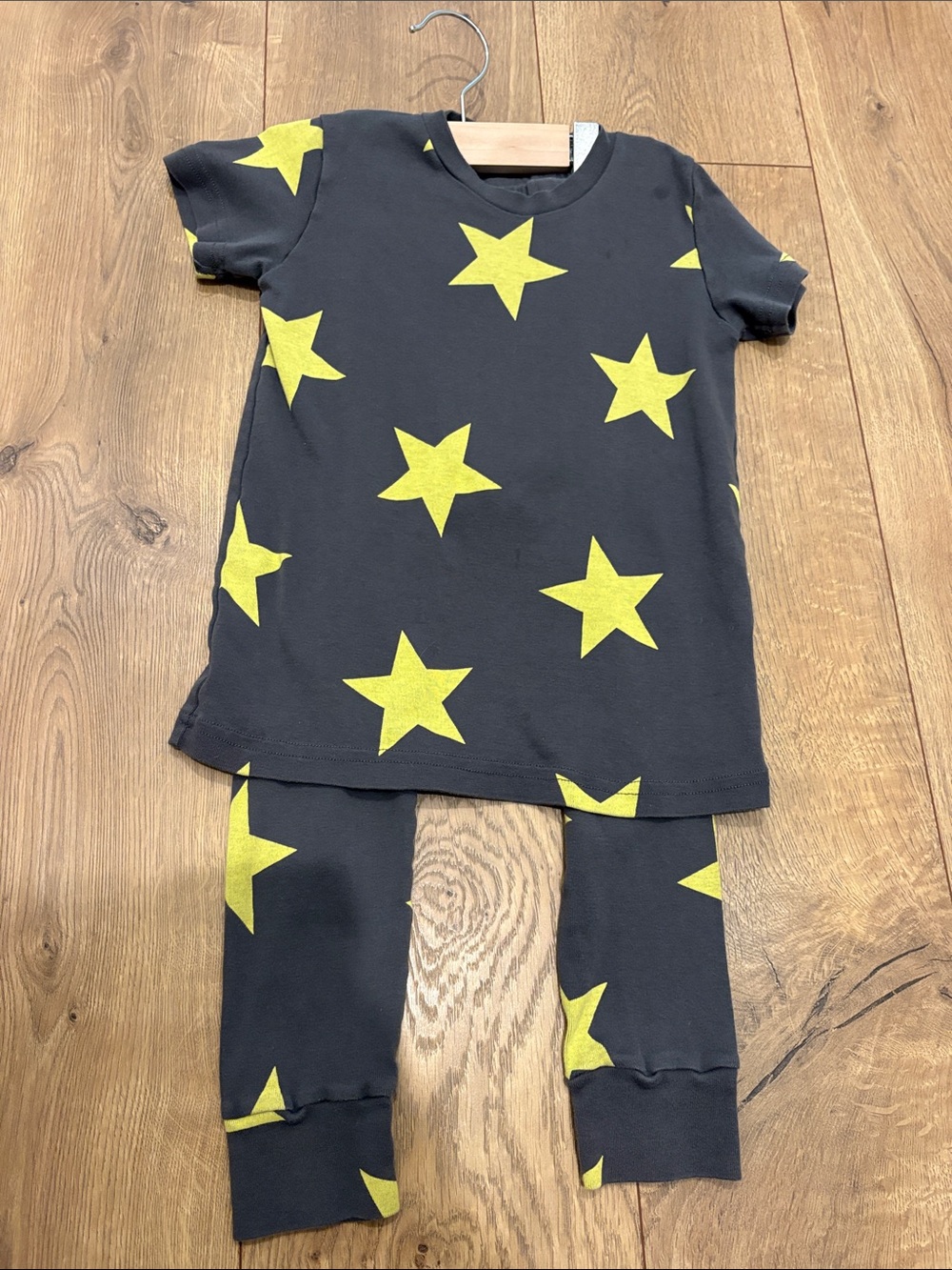 nununu Charcoal Pajama Set with Yellow Star Print